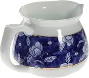 Mikinona Ceramic Gravy Boat for Sauces Dressings Floral Design for Milk Cream Gravy Serving Home Cafe Restaurant Catering Services