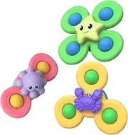 3-Piece Baby Toy Set: Cartoon Fidget Spinners for 12-18 Months, Adorable Relaxation & Bath Toys with Suction, Ideal for Early Education & Toddler Travel, Perfect for Baby Boys and Girls