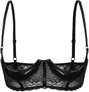 [Loodgao] Women's Sexy 1/4 Cups Lace Shelf Bra Push Up Underwired Bralette Unlined Balconette Lingerie