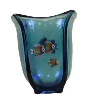 Fenton Blue Fish Vase