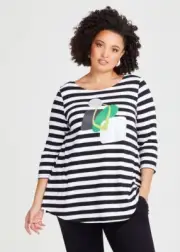FREE POST NWT TS14+ Taking Shape Striped Tunic Top 20 RRP $119.99