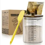 50oz/1500ml Sourdough Starter Kit with Natural Wood Lid, Gluten-Free, Ideal for