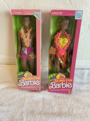Island Fun Christie #4092 Barbie Doll and Steven #4093 - African American - NRFB