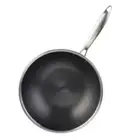 Uncoated Wok Compact Induction Frying Pan Non-Stick Pans Stainless Steel