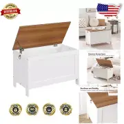 Versatile Wooden Storage Bench with Safety Hinges - Dimensions 29.9x15.7x18.9