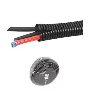 DS18 200 Foot 3/8" Black Split Wire Corrugated Loom Tubing