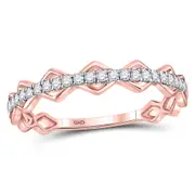10k Rose Gold Round Diamond Link Stackable Band Ring 1/5 Cttw