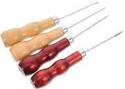 NUOBESTY Leather Tool Awl Set 12pcs Punch Stitching Tools Wooden Handle for Diy