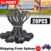 20pcs Elastic Ball Bungee Loop Cord Wire Fix Tie Strap Canopy Tent Elastic Black