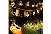 Vibe Geeks Solar Outdoor String Lights Vintage Rope Hemp Solar Patio Lights - 1 Pack