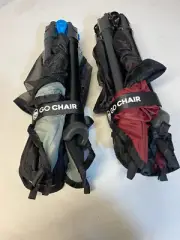 Two Go Chairs- Lightweight. folding camping chairs. Light green and Red