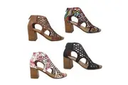 Step On Air Kage Ladies Shoes Heel Caged Sandals Zip Back Punchout Upper