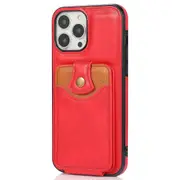 Vertical Flip Phone Case for iPhone 15 Pro Max,Kickstand PU Leather+TPU Phone Shell Cover