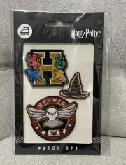 New Bioworld - Harry Potter 3x Embroidered Iron-on Patch Set Hogwarts Hedwig Hat