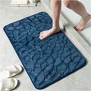 Non Slip Bath Mat Home Bath Mat Cobblestone Embossed Bathroom Carpet Water Absorption Non-Slip Memory Foam Absorbent Washable Rug Toilet Floor Mat Non Slip Mat (Color : Blue, Size : 400MMx600MM)