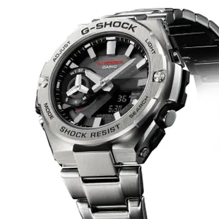 【CASIO 卡西歐】G-SHOCK 太陽能 碳核心防護藍牙雙顯手錶(GST-B500D-1A)