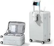 [Hanke] Multifunction Cabin Suitcase, Smoke White, 24 inch Checked Medium, travel