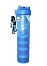 BLENDER BOTTLE Pro Stack 22 oz Bottle Mixing Ball Sport Loop 2 Bonus Jars Blue