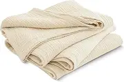 PHF 100% Cotton Muslin Blanket King Size 108" x 90", 4-Layer Lightweight and Breathable for Summer, Luxuriously Soft Gauze Bedding for Bed, Natural Minimalism Style, Ideal Gift, Beige/Short Bread