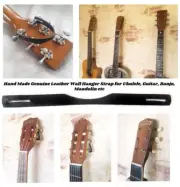 Safely Hold Guitar Banjo Ukulele Mandolin Invisible to Wall Leather Hanger Strap