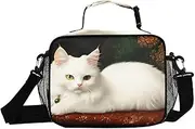 Cat White Chair Insulated Lunch Box for Women Men - Ideal for Work, Picnics - Includes Adjustable Shoulder Strap