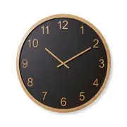 E Style Kaylen Wooden Analogue Wall Clock Decor Round 60cm Black/Natural