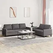Generic 2 Piece Sofa Set with Cushions Grey Faux Leather,Furniture,Sofas