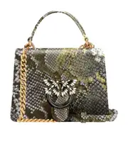 Mini double Flying Swallow buckle decorated shoulder bag One size Green