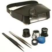 Headband Visor Magnifiers 10X Loupe Tweezers Watchmaker Repair Tools