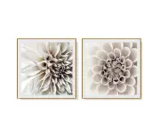 White Dahlia 2 sets Gold Frame Canvas