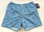 men's Quicksilver waterman swim trucks size 2XL blue printed drawstring elastic