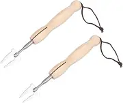 CATIEBYE 2pcs Telescopic Barbecue Fork Meat Small Grill Forks Outdoor Skewer Serving Handle Camping Supply Camping Food Fork Barbecue Supply Telescopic BBQ Fork Camping Fork Stainless Steel