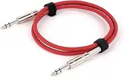 ROBAUN 1/4 Inch Guitar Cable, 6.35MM Stereo to Stereo Audio Patch Cable 6.5MM TS to TS Male to Male Instrument Cable(Red-P1076,1m)