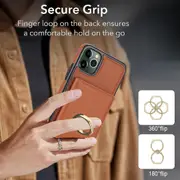 IPhone 11 Pro Max Case With Card Holder,Military Grade Drop Protection,Durable Shockproof Cover-Brown