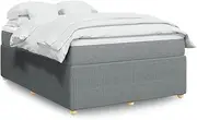 Bedroom Furniture Box Spring Bed with Mattress Dark Grey Double Fabric