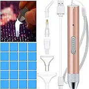Diamond Painting Pen Point Drill With Light - 5D DIY Tool With 20 Pieces Glue Clay, 5 Replacement Heads for Craft (Rose Gold)