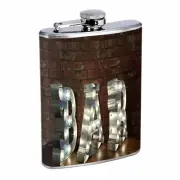 Vintage Bar Sign D9 Flask 8oz Stainless Steel Hip Drinking Whiskey