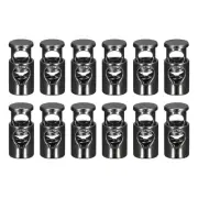 12pcs Single Hole Spring Cord Locks Toggle Stoppers 0.2"Hole for Clothes Black