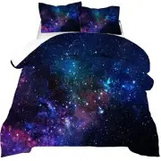 kxry Blue Purple 3D Galaxy Comforter Set Queen Size Outer Space Starry Sky Un...