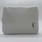 Yves Saint Laurent YSL Beaute Pouch white faux leather Case toiletry Bag New