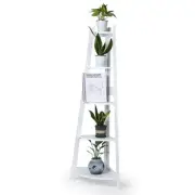 Levede 5 Tier Corner Shelf Wooden Storage Home Display Rack Plant Stand White