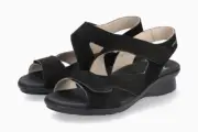 Mephisto Women's Paris Black Bucksoft 900 Hook and Loop Ankle Strap Sandals