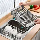 Adjustable Dish Drying Rack Dish Organizer Sink Cleaning Basket Stainless Steel✔