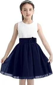 [Yihuimin] Girls 3D Rose Ruched Chiffon A Line Shorts Flower Dress Wedding Prom Party Formal Dressup