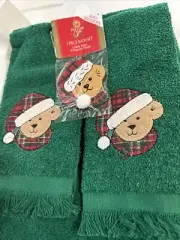 VTG 3 Pc Bath Towel Set (bath & Fingertip) New Christmas Bears Farmhouse Cabin