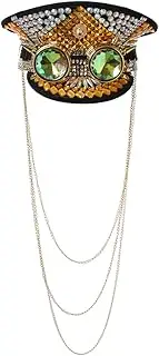 COSDREAMER Women's Burning Man Sequin Hat Festival Military Captain Hats with Goggles