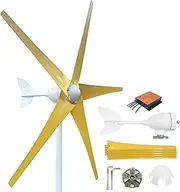 800W-1200W Wind Turbine 12V 24V 48V Wind Turbine Generator Power Kit with MPPT Controller and 5 Yellow Blades, Pure Copper Core Wind Turbine Windmill Generator Suit for Outdoor,800w,24V