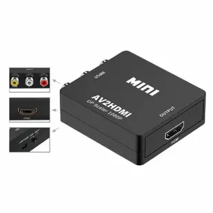 【JHS】AV轉HDMI視訊轉換盒 AV端子轉HDMI 含音效輸出(視訊轉換盒 HDMI to AV 轉接盒 轉接器)