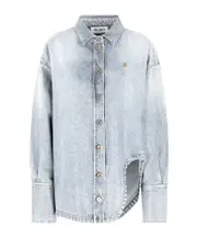 The Attico Logo Embroidered Box-Pleat Detailed Shirt IT40,IT44,IT42,IT38,IT48,IT36,IT46 sky-blue