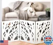 Bundaloo Freestanding Dog Gate Expandable Decorative Wooden Fence for Small t